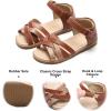 imageFelix ampamp Flora Toddler Girl Sandals  Flower Girl Dress Shoes Open Toe Little Kid Summer FlatsBc214brown