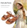 imageFelix ampamp Flora Toddler Girl Sandals  Flower Girl Dress Shoes Open Toe Little Kid Summer FlatsBc316brown