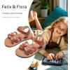 imageFelix ampamp Flora Toddler Girl Sandals  Flower Girl Dress Shoes Open Toe Little Kid Summer FlatsBc325brown