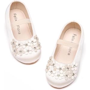 imageFelix ampamp Flora Toddler Girl Dress Shoes  Flower Girl Ballet Flats School Wedding PartyB891ivory White