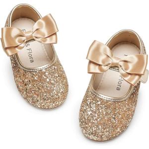 imageFelix ampamp Flora Toddler Girl Dress Shoes  Flower Girl Ballet Flats School Wedding PartyB903glitter Gold