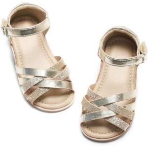 imageFelix ampamp Flora Toddler Girl Sandals  Flower Girl Dress Shoes Open Toe Little Kid Summer FlatsBc214gold