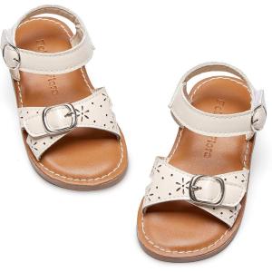 imageFelix ampamp Flora Toddler Girl Sandals  Flower Girl Dress Shoes Open Toe Little Kid Summer FlatsBc316beige