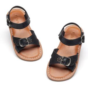 imageFelix ampamp Flora Toddler Girl Sandals  Flower Girl Dress Shoes Open Toe Little Kid Summer FlatsBc316black