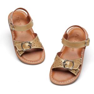 imageFelix ampamp Flora Toddler Girl Sandals  Flower Girl Dress Shoes Open Toe Little Kid Summer FlatsBc316gold
