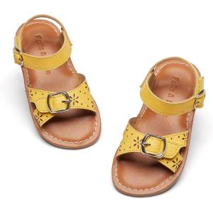 imageFelix ampamp Flora Toddler Girl Sandals  Flower Girl Dress Shoes Open Toe Little Kid Summer FlatsBc316yellow