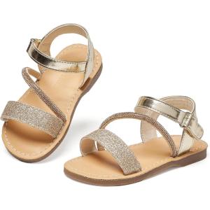 imageFelix ampamp Flora Toddler Girl Sandals  Flower Girl Dress Shoes Open Toe Little Kid Summer FlatsBc318glitter Gold