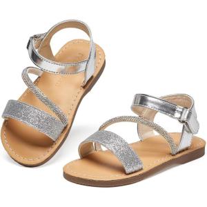 imageFelix ampamp Flora Toddler Girl Sandals  Flower Girl Dress Shoes Open Toe Little Kid Summer FlatsBc318glitter Silver