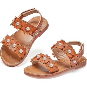 imageFelix ampamp Flora Toddler Girl Sandals  Flower Girl Dress Shoes Open Toe Little Kid Summer FlatsBc330brown