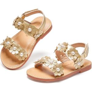 imageFelix ampamp Flora Toddler Girl Sandals  Flower Girl Dress Shoes Open Toe Little Kid Summer FlatsBc330gold