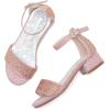 imageFelix ampamp Flora Girls Sandals Low Heels Open Toe Flower Girl Dress ShoesBq01rose Gold