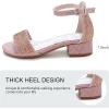 imageFelix ampamp Flora Girls Sandals Low Heels Open Toe Flower Girl Dress ShoesBq01rose Gold