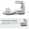 imageFelix ampamp Flora Girls Sandals Low Heels Open Toe Flower Girl Dress ShoesBq01silver