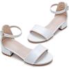 imageFelix ampamp Flora Girls Sandals Low Heels Open Toe Flower Girl Dress ShoesBq02white