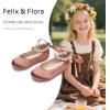 imageFelix ampamp Flora Girls Toddler Little Ballet Shoes  Flower Girls Mary Jane Flats Dress Shoes Party WeddingB836brown