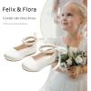 imageFelix ampamp Flora Girls Toddler Little Ballet Shoes  Flower Girls Mary Jane Flats Dress Shoes Party WeddingB898ivory White