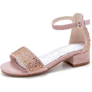 imageFelix ampamp Flora Girls Sandals Low Heels Open Toe Flower Girl Dress ShoesBq01rose Gold