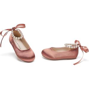 imageFelix ampamp Flora Girls Toddler Little Ballet Shoes  Flower Girls Mary Jane Flats Dress Shoes Party WeddingB836brown