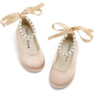 imageFelix ampamp Flora Girls Toddler Little Ballet Shoes  Flower Girls Mary Jane Flats Dress Shoes Party WeddingB836dark Nude