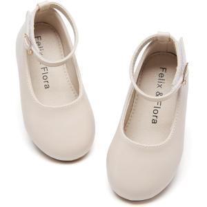 imageFelix ampamp Flora Girls Toddler Little Ballet Shoes  Flower Girls Mary Jane Flats Dress Shoes Party WeddingB842fl Beige