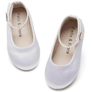 imageFelix ampamp Flora Girls Toddler Little Ballet Shoes  Flower Girls Mary Jane Flats Dress Shoes Party WeddingB842s White
