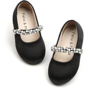 imageFelix ampamp Flora Girls Toddler Little Ballet Shoes  Flower Girls Mary Jane Flats Dress Shoes Party WeddingB862black