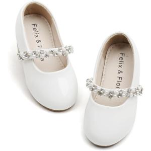 imageFelix ampamp Flora Girls Toddler Little Ballet Shoes  Flower Girls Mary Jane Flats Dress Shoes Party WeddingB862pl White