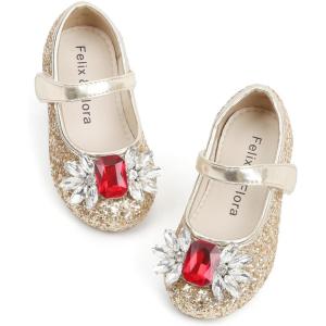 imageFelix ampamp Flora Girls Toddler Little Ballet Shoes  Flower Girls Mary Jane Flats Dress Shoes Party WeddingB871gold