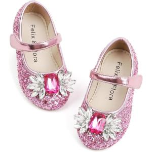 imageFelix ampamp Flora Girls Toddler Little Ballet Shoes  Flower Girls Mary Jane Flats Dress Shoes Party WeddingB871pink