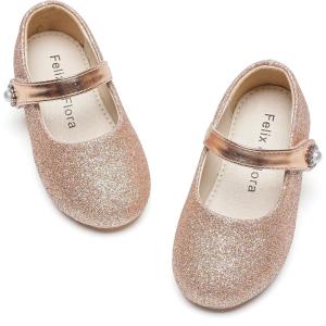 imageFelix ampamp Flora Girls Toddler Little Ballet Shoes  Flower Girls Mary Jane Flats Dress Shoes Party WeddingB883glitter Pink