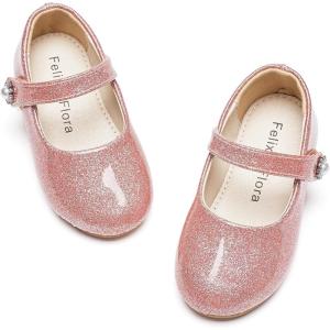 imageFelix ampamp Flora Girls Toddler Little Ballet Shoes  Flower Girls Mary Jane Flats Dress Shoes Party WeddingB883pink