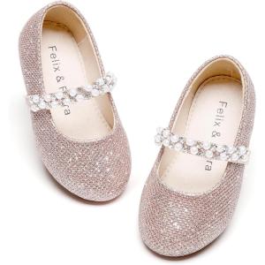 imageFelix ampamp Flora Girls Toddler Little Ballet Shoes  Flower Girls Mary Jane Flats Dress Shoes Party WeddingB889pink