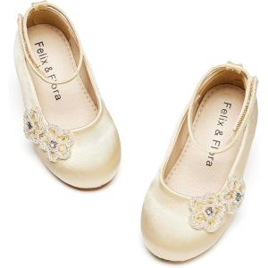 imageFelix ampamp Flora Girls Toddler Little Ballet Shoes  Flower Girls Mary Jane Flats Dress Shoes Party WeddingB897champagne Gold