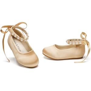 imageFelix ampamp Flora Girls Toddler Little Ballet Shoes  Flower Girls Mary Jane Flats Dress Shoes Party WeddingB898dark Nude