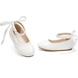 imageFelix ampamp Flora Girls Toddler Little Ballet Shoes  Flower Girls Mary Jane Flats Dress Shoes Party WeddingB898pl White