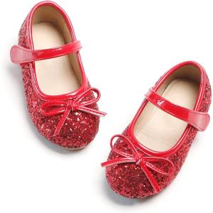 imageFelix ampamp Flora Toddler Flower Girl Dress Shoes  Girl Ballet Flats Party School Shoes WeddingB802glitter Red