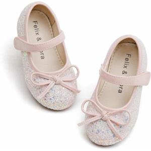 imageFelix ampamp Flora Toddler Flower Girl Dress Shoes  Girl Ballet Flats Party School Shoes WeddingB880glitter Pink