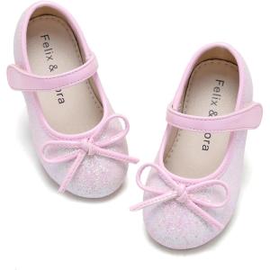 imageFelix ampamp Flora Toddler Flower Girl Dress Shoes  Girl Ballet Flats Party School Shoes WeddingB885glitter Pink