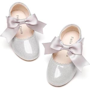 imageFelix ampamp Flora Toddler Flower Girl Dress Shoes  Girl Ballet Flats Party School Shoes WeddingB890silver