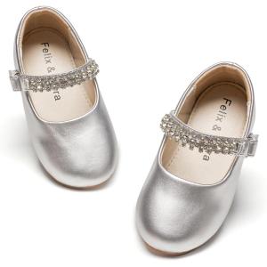 imageFelix ampamp Flora Toddler Flower Girl Dress Shoes  Girl Ballet Flats Party School Shoes WeddingB899fl Silver