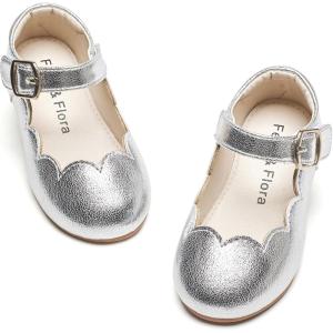 imageFelix ampamp Flora Toddler Flower Girl Dress Shoes  Girl Ballet Flats Party School Shoes WeddingB902silver