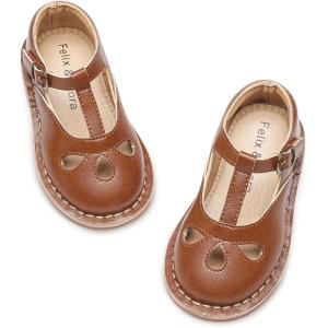 imageFelix ampamp Flora Toddler Girl Mary Jane Dress Shoes  Ballet Flats for Girl Party School ShoesB421brown