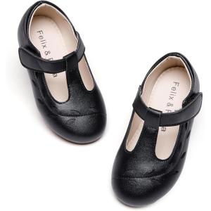 imageFelix ampamp Flora Toddler Little Girl Flat Oxfords Dress Shoes  Mary Jane Princess for Girl Party School ShoesB414black