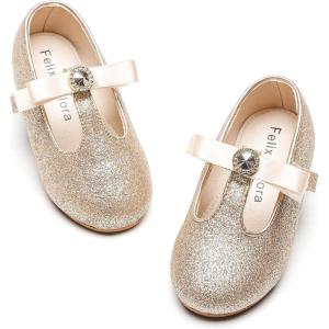 imageFelix ampamp Flora Toddler Little Girl Flat Oxfords Dress Shoes  Mary Jane Princess for Girl Party School ShoesB419gold