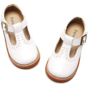 imageFelix ampamp Flora Toddler Little Girl Mary Jane Dress Shoes  Ballet Flats for Easter Flower Girl Party School ShoesB348white