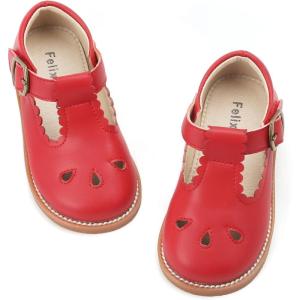 imageFelix ampamp Flora Toddler Little Girl Mary Jane Dress Shoes  Ballet Flats for Easter Flower Girl Party School ShoesB401red