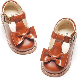 imageFelix ampamp Flora Toddler Little Girl Mary Jane Dress Shoes  Ballet Flats for Easter Flower Girl Party School ShoesB424brown