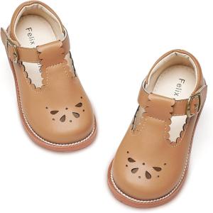 imageFelix ampamp Flora Toddler Little Girl Mary Jane Dress Shoes  Ballet Flats for Girl Party School ShoesB366camel