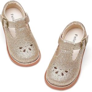 imageFelix ampamp Flora Toddler Little Girl Mary Jane Dress Shoes  Ballet Flats for Girl Party School ShoesB366glitter Gold