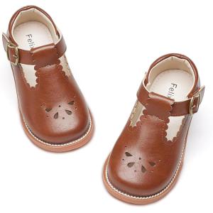 imageFelix ampamp Flora Toddler Little Girl Mary Jane Dress Shoes  Ballet Flats for Girl Party School ShoesB366retro Brown